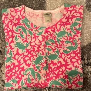 LL Bean crab and lobster cardigan